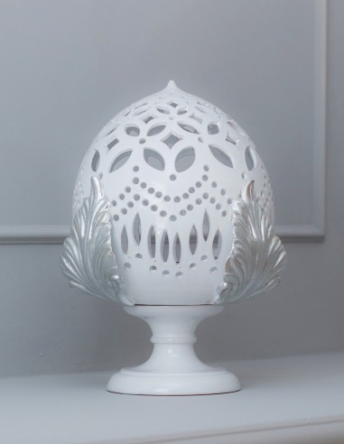 lampada da salone pumo in ceramica stile barocco moderno argento Caminari